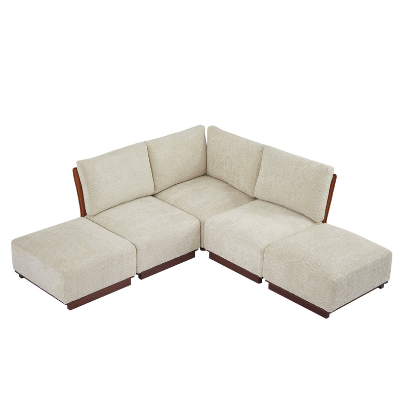 Boucle Modular Sectional Sofa with Deep Ergonomic Seating - Velora 88.5 in., photo 4 of 10