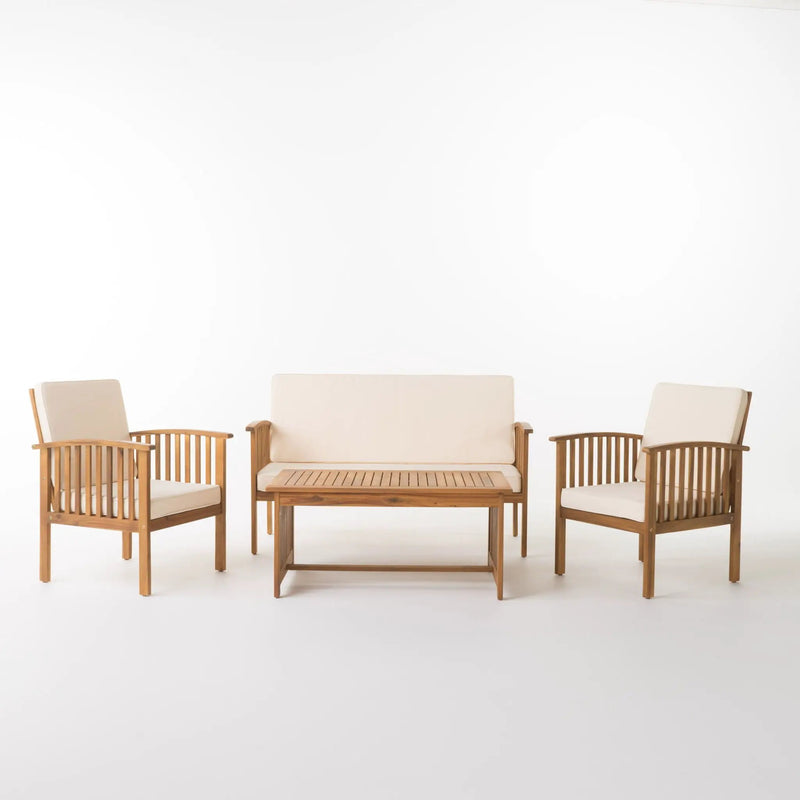 4 Piece Outdoor Chat Set With Water-Resistant Cushions by HouseOfZazla