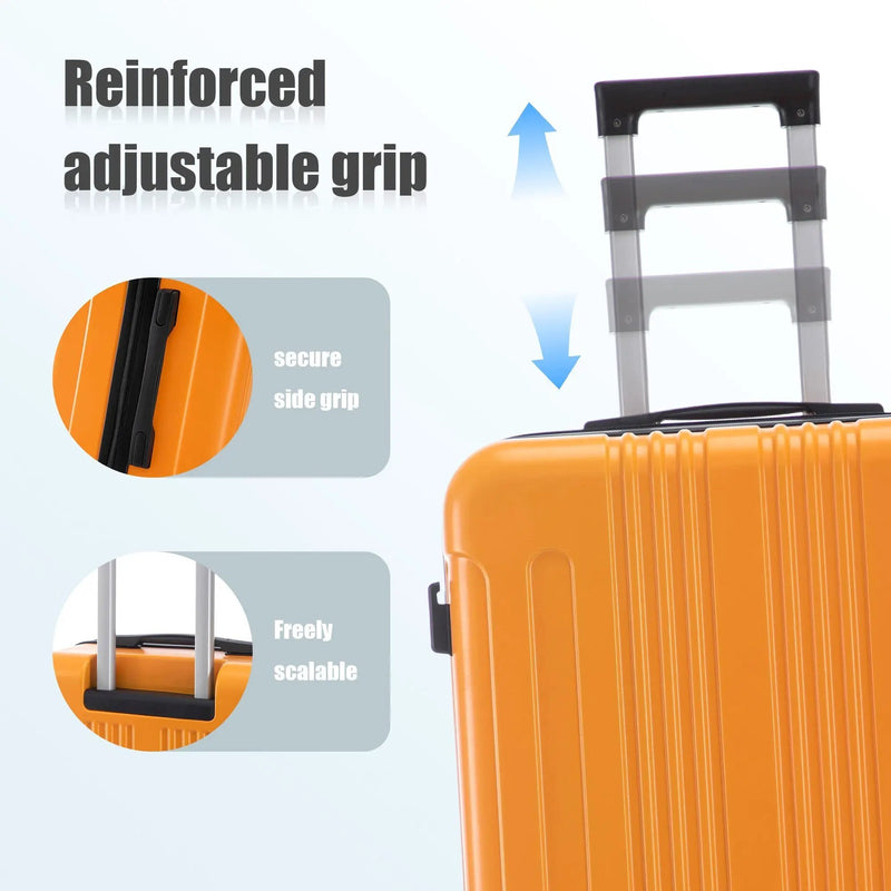 3-Piece ABS Spinner Wheel Luggage Set in Black and Orange by HouseOfZazla