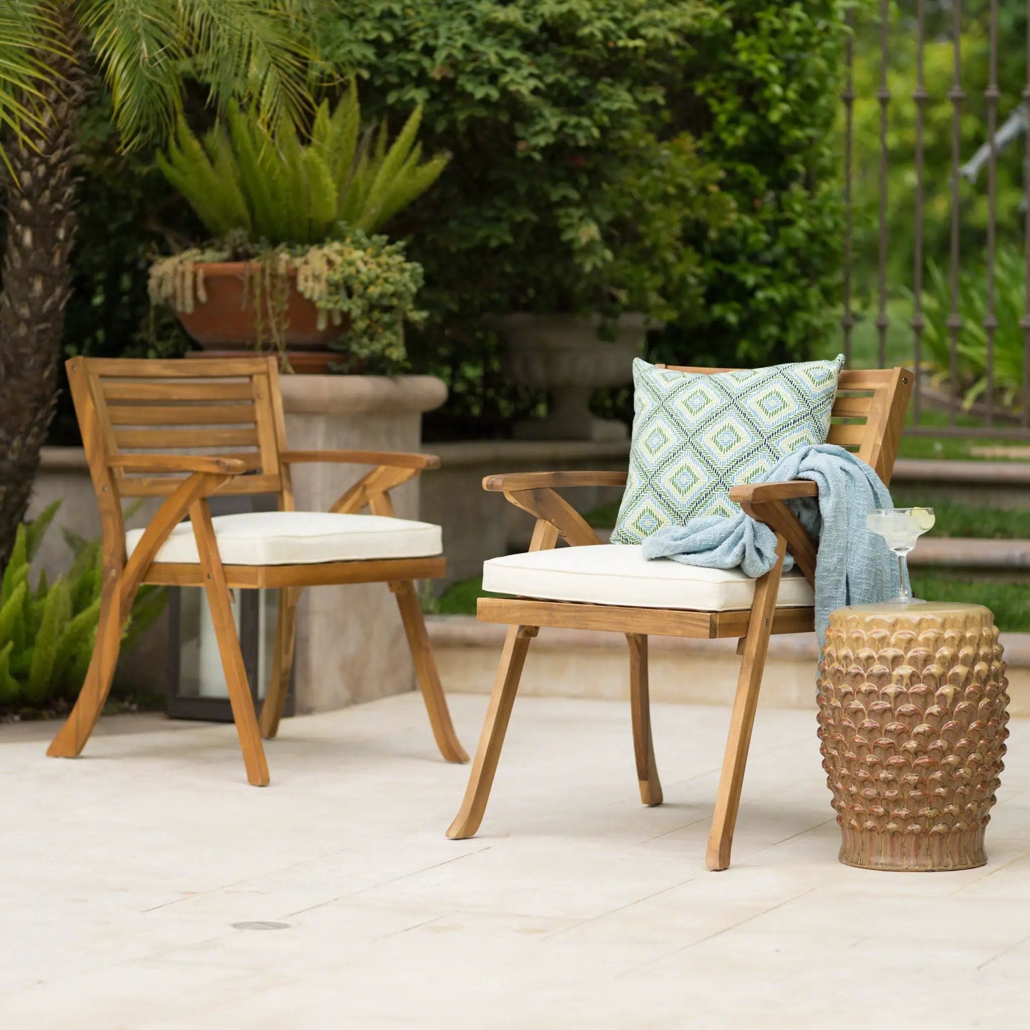 Outdoor Dining Set With Coffee Table And 2 Chairs - Teak by HouseOfZazla