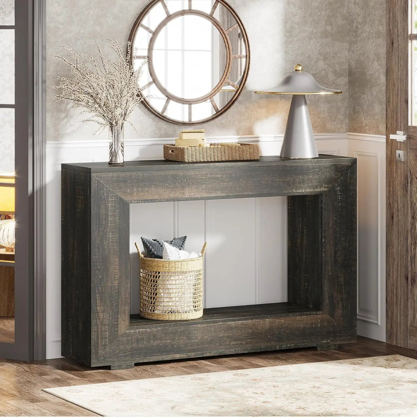 Narrow Entryway Storage Console Table With Open Shelf by HouseOfZazla