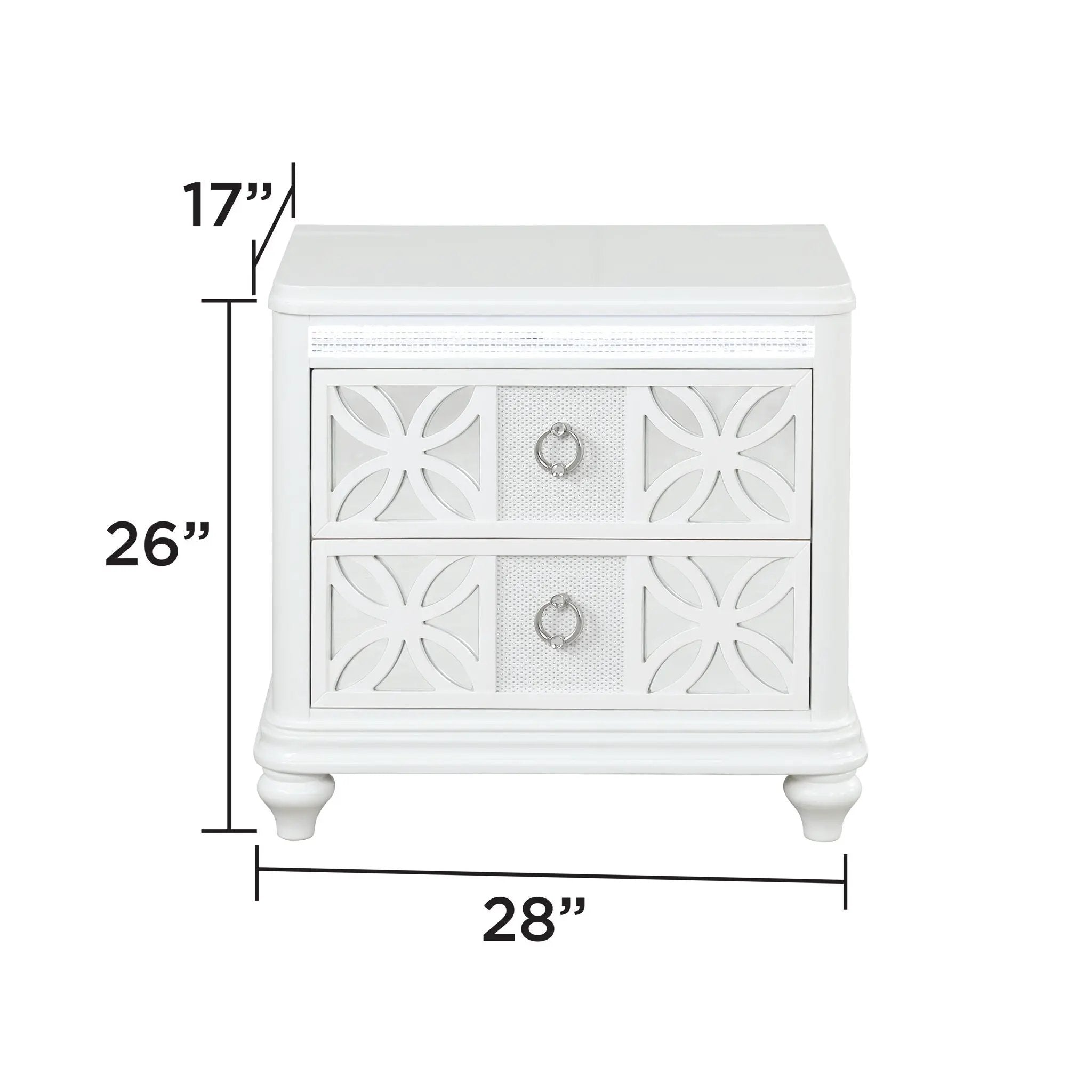 Abigale - 2 Drawer Nightstand With LED - White by HouseOfZazla