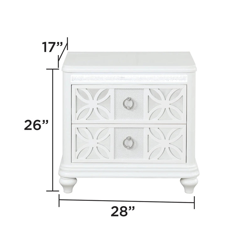 Abigale - 2 Drawer Nightstand With LED - White by HouseOfZazla