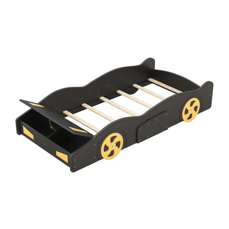 Race Car Shaped Platform Bed With Wheels And Storage by Unique Piece Furniture