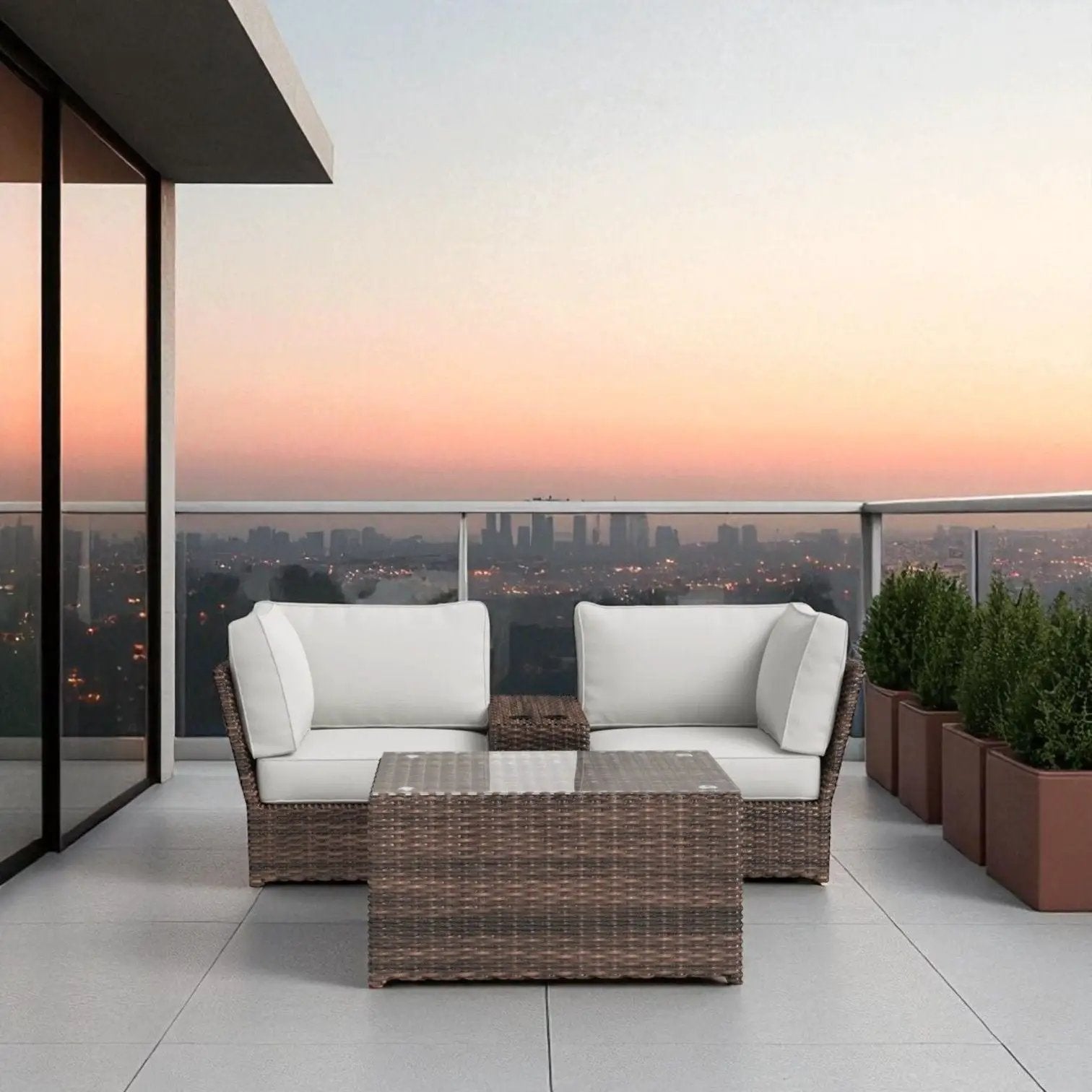 Comfortable Modern Patio Rattan Sectional Set With Cushions by HouseOfZazla