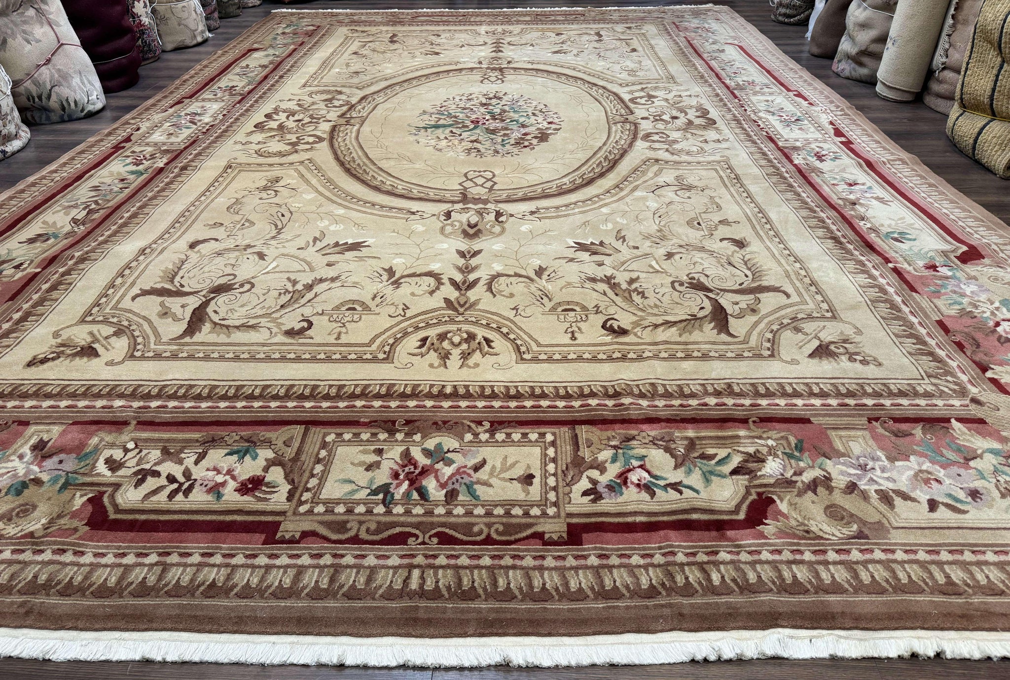 Palace Size Aubusson Rug 12x18, Extra Large, French European Carpet, Soft Wool Pile, Elegant by Jewel Rugs