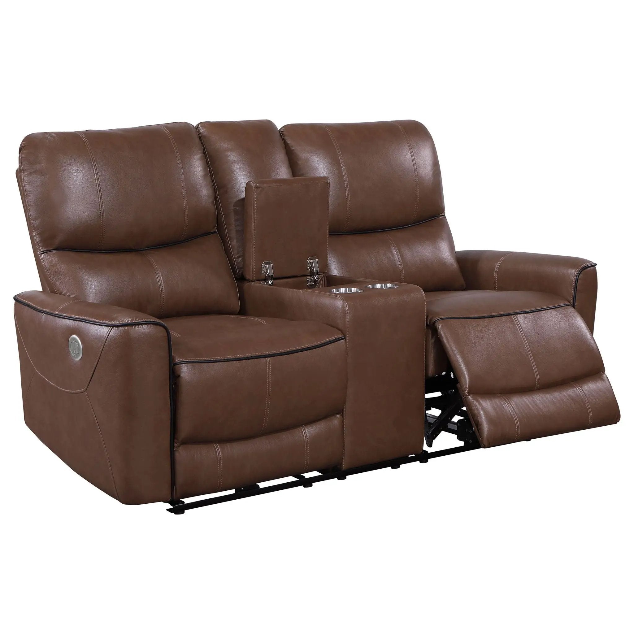 Greenfield Upholstered Power Reclining Loveseat Saddle Brown by Unique Piece Furniture