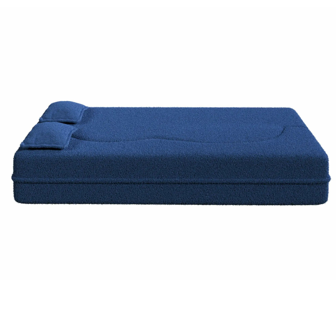 Modern Floor Sofa With Two Pillows Convertible Teddy Fabric Foam Filled Bed by HouseOfZazla
