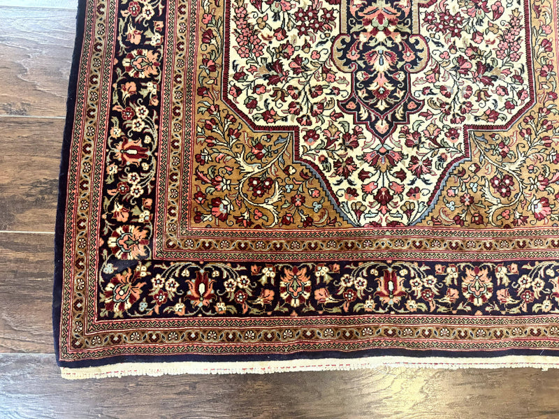 Persian Qum Rug 3.6 x 5, Kork Wool, Very Finely Hand Knotted 325 KPSI, Rare, Semi Antique by Jewel Rugs
