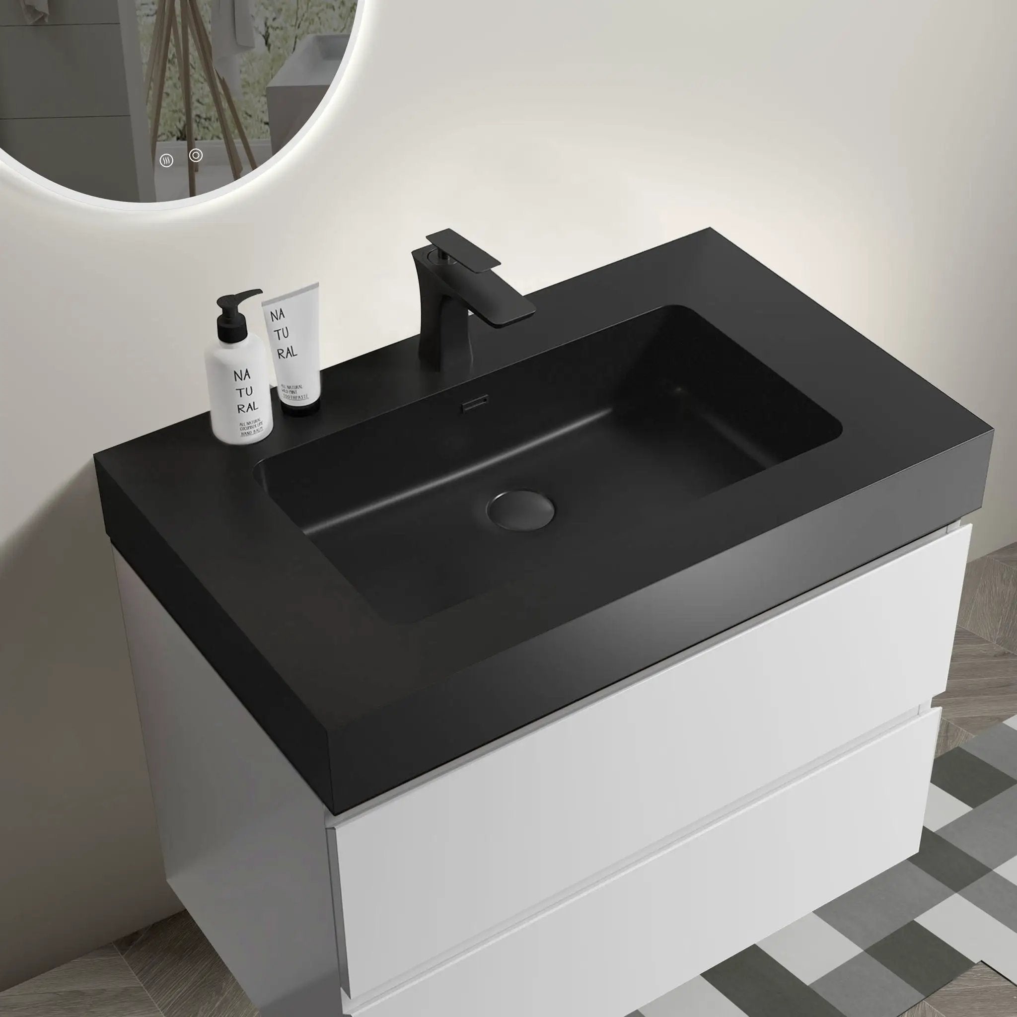 Alice - Bathroom Vanity With Large Storage, Sink, Wall Mounted by Unique Piece Furniture