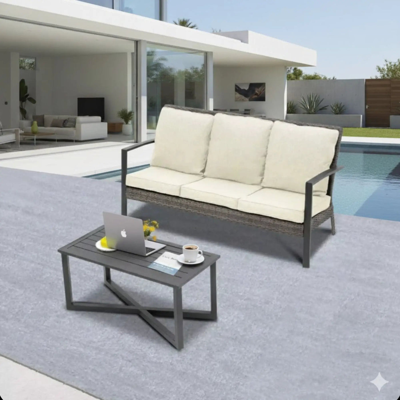 2 Piece Patio Set With Cushions & Coffee Table by HouseOfZazla