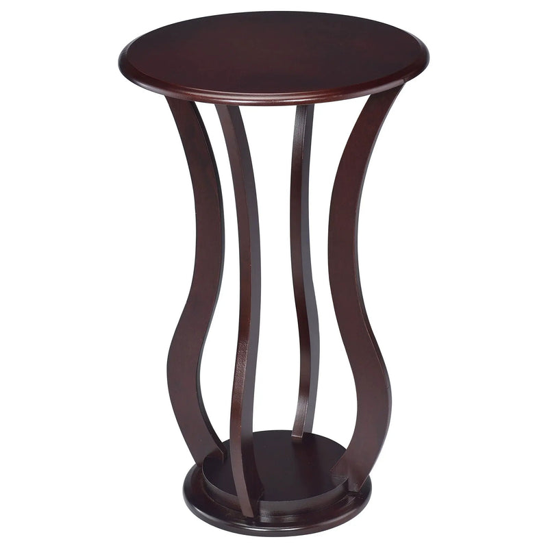 Elton Round Wood Top Accent Plant Stand Cherry by Unique Piece Furniture