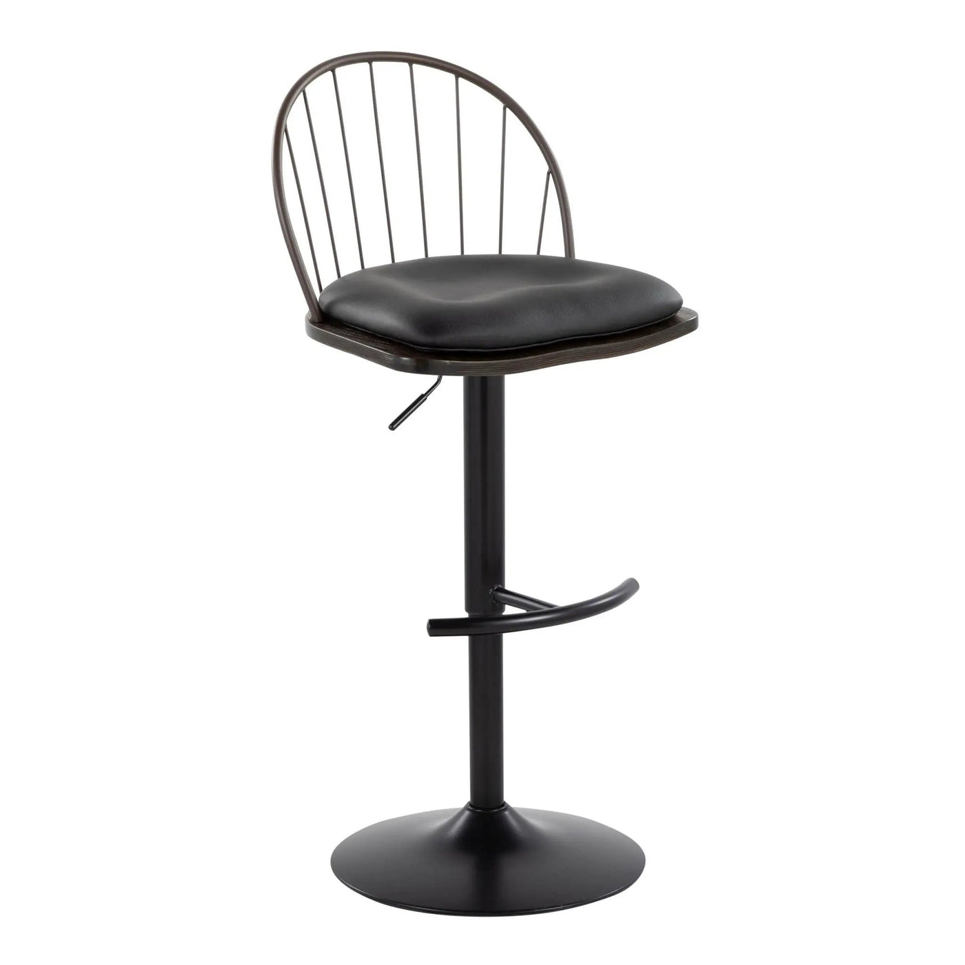 Riley - Farmhouse Adjustable Height Barstool With Swivel With Rounded T Footrest (Set of 2) by HouseOfZazla