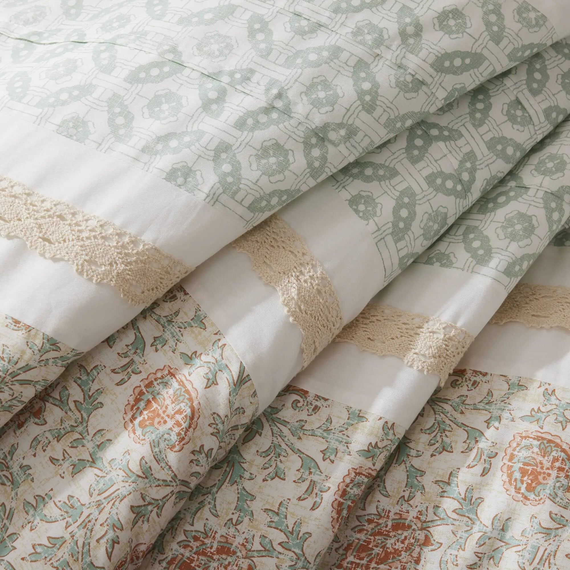 9 Piece Cotton Percale Comforter Set - Coral - King Size by HouseOfZazla
