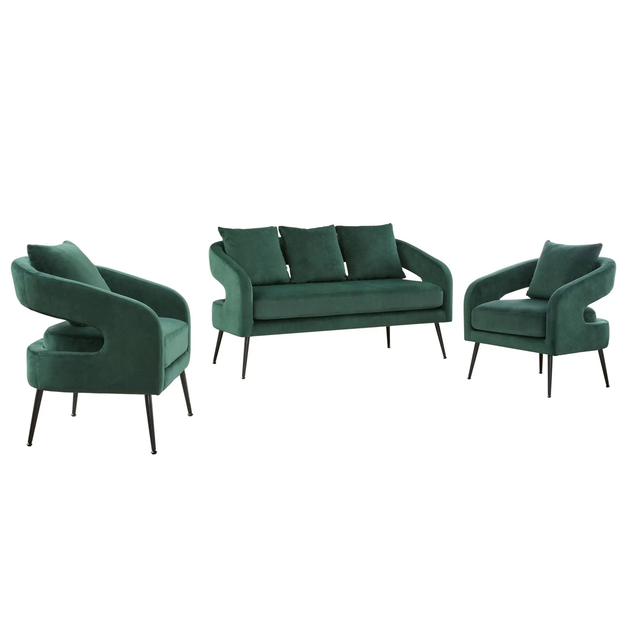 3 Piece Living Room Set, Loveseat & 2 Accent Chairs by HouseOfZazla