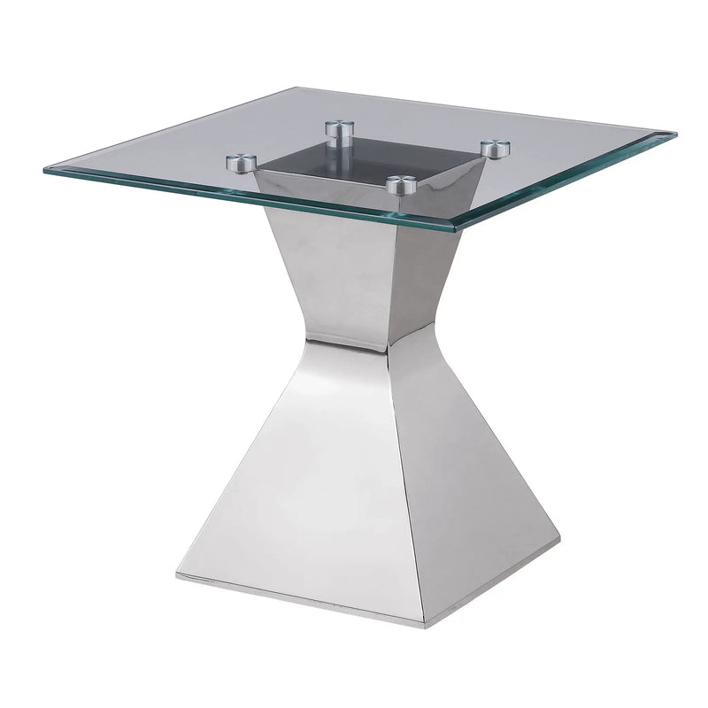 Jenny Glass Top Stainless Steel Side End Table Chrome by Unique Piece Furniture