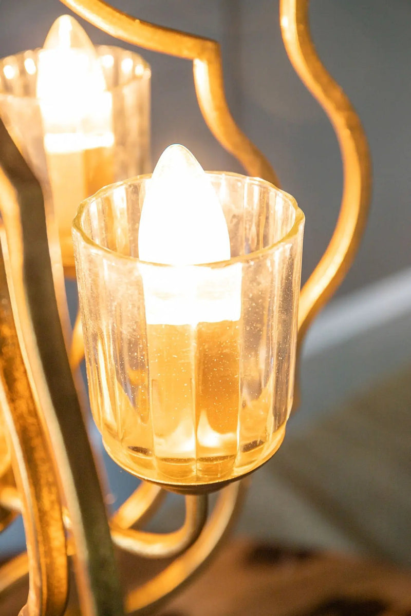 4 Light Metal Chandelier, Hanging Light Fixture With Adjustable Chain For Kitchen, Bulb Not Included - Gold by HouseOfZazla