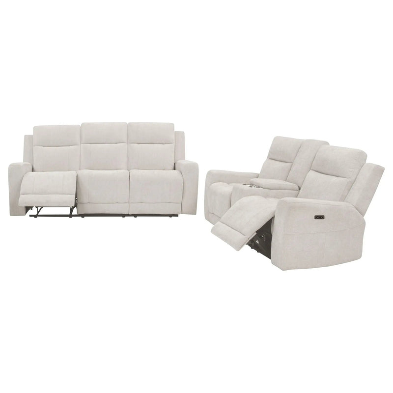 Kennett 2-piece Chenille Power Reclining Sofa Set Ivory by Unique Piece Furniture