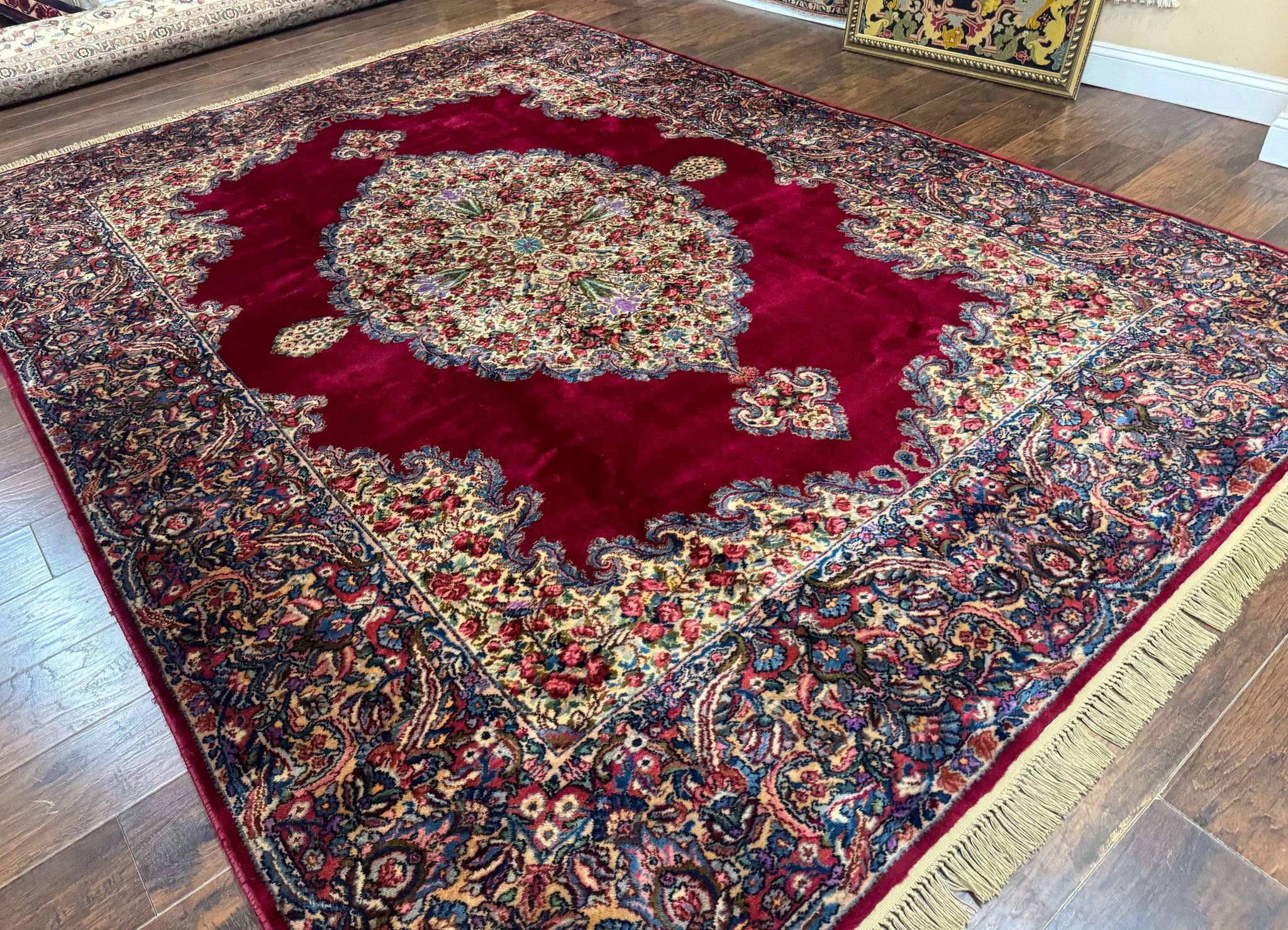 Karastan Rug 8.8 x 12 - Red Floral Kirman - Wool Pile Carpet by Jewel Rugs