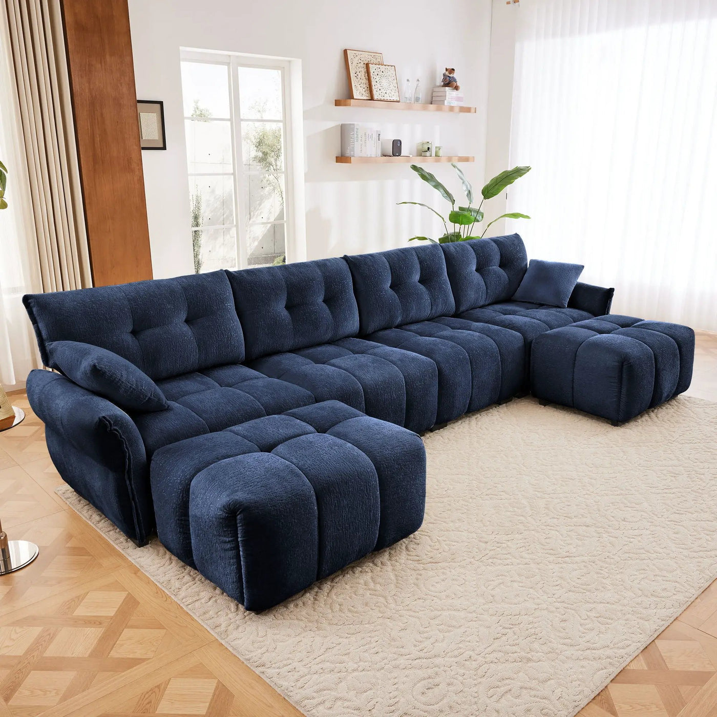 Sofa Set With Ottoman And Pillows, Textured, High Resilience Cushions by Unique Piece Furniture
