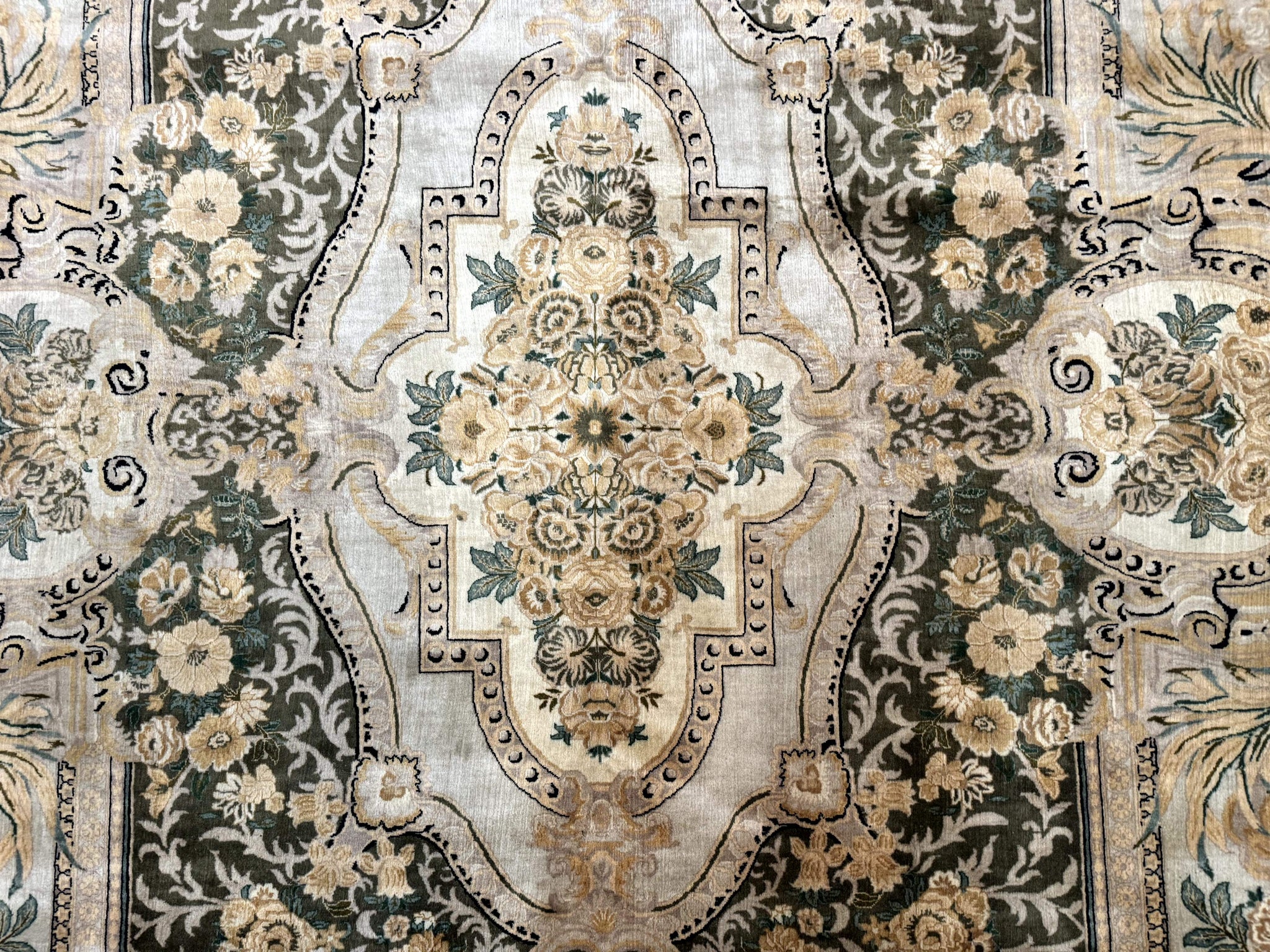 Aubusson Rug 8x10, Very Fine 225 KPSI, Floral, French European Design, Pakistani Carpet by Jewel Rugs