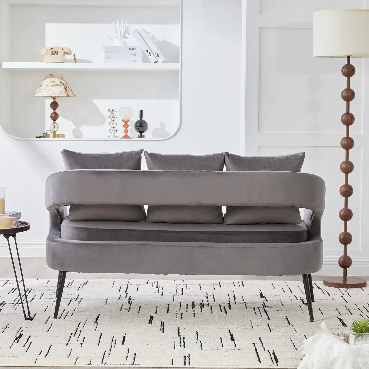 Open Back Loveseat Settee With 3 Pillows by HouseOfZazla