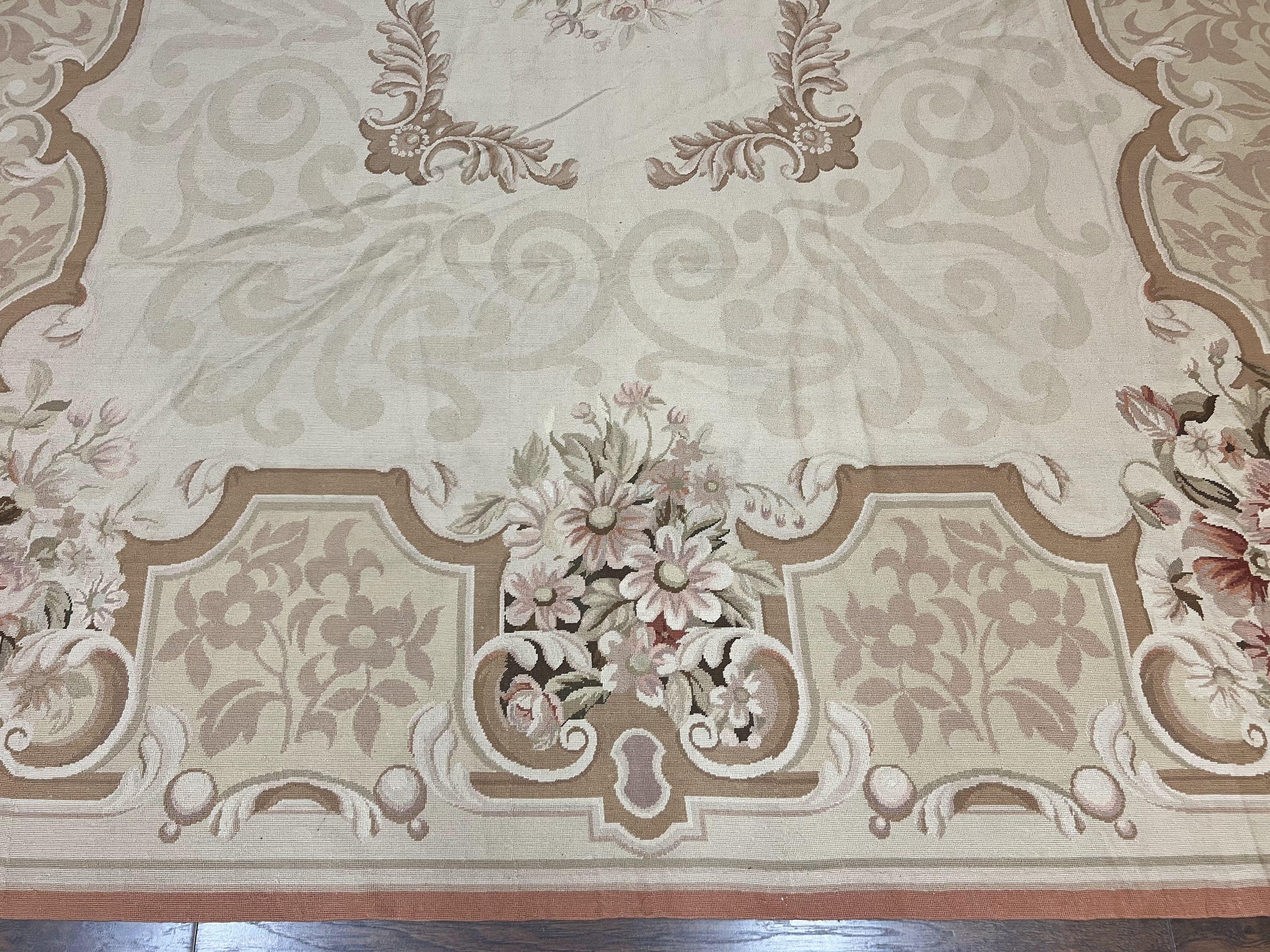 10x14 Aubusson Rug, Wool Handmade Vintage Carpet, French European Design, Elegant by Jewel Rugs