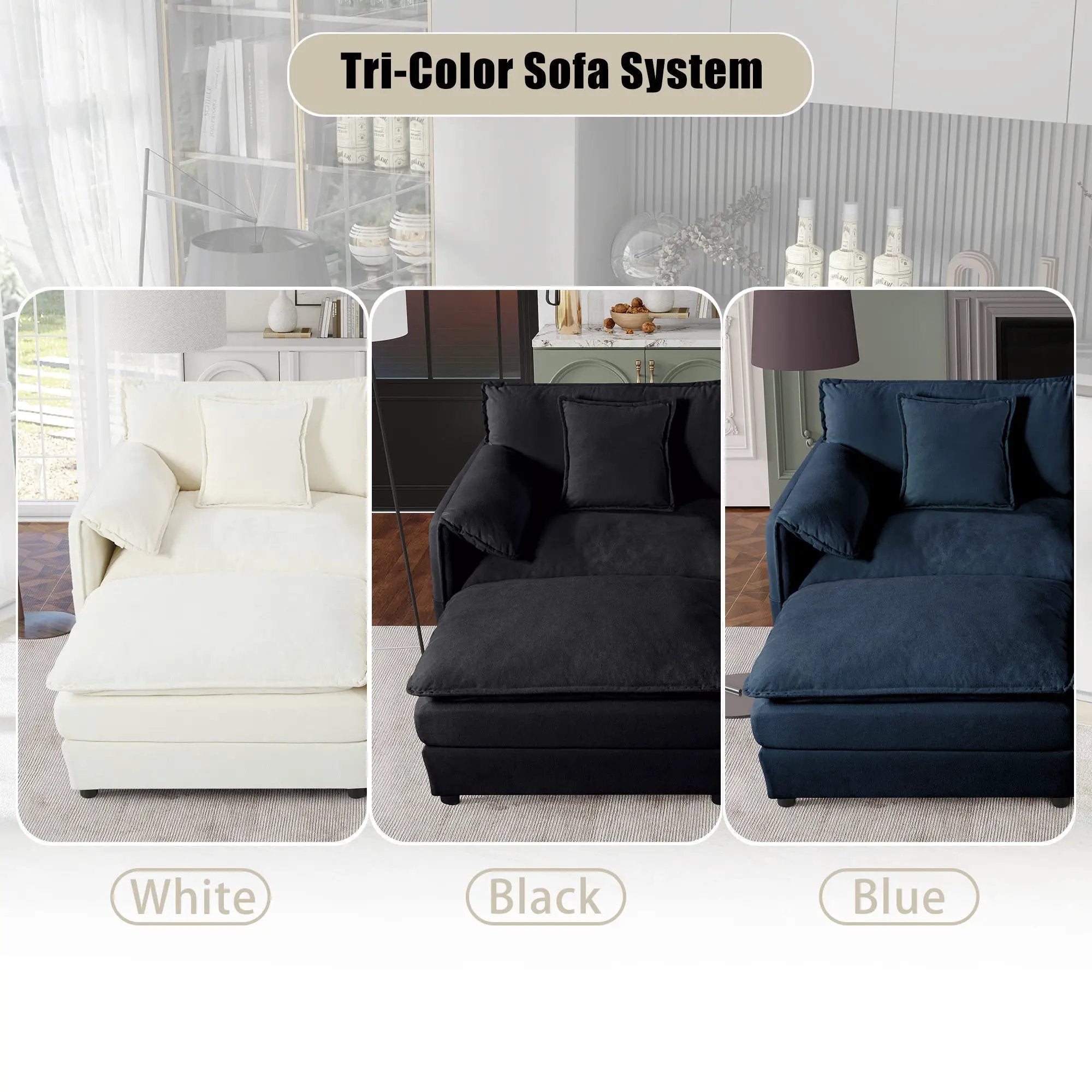 Modular Sectional Sofa Oversized Deep Seat L Shaped Couch Set for Living Room by HouseOfZazla
