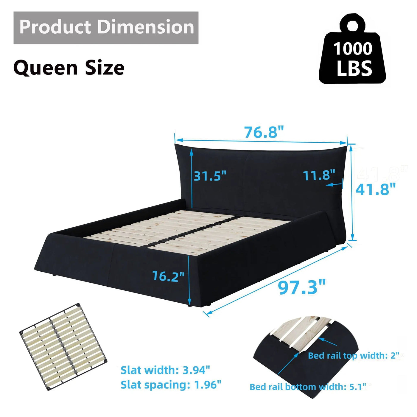 Upholstered Platform Bed With Special Shaped Headboard by HouseOfZazla