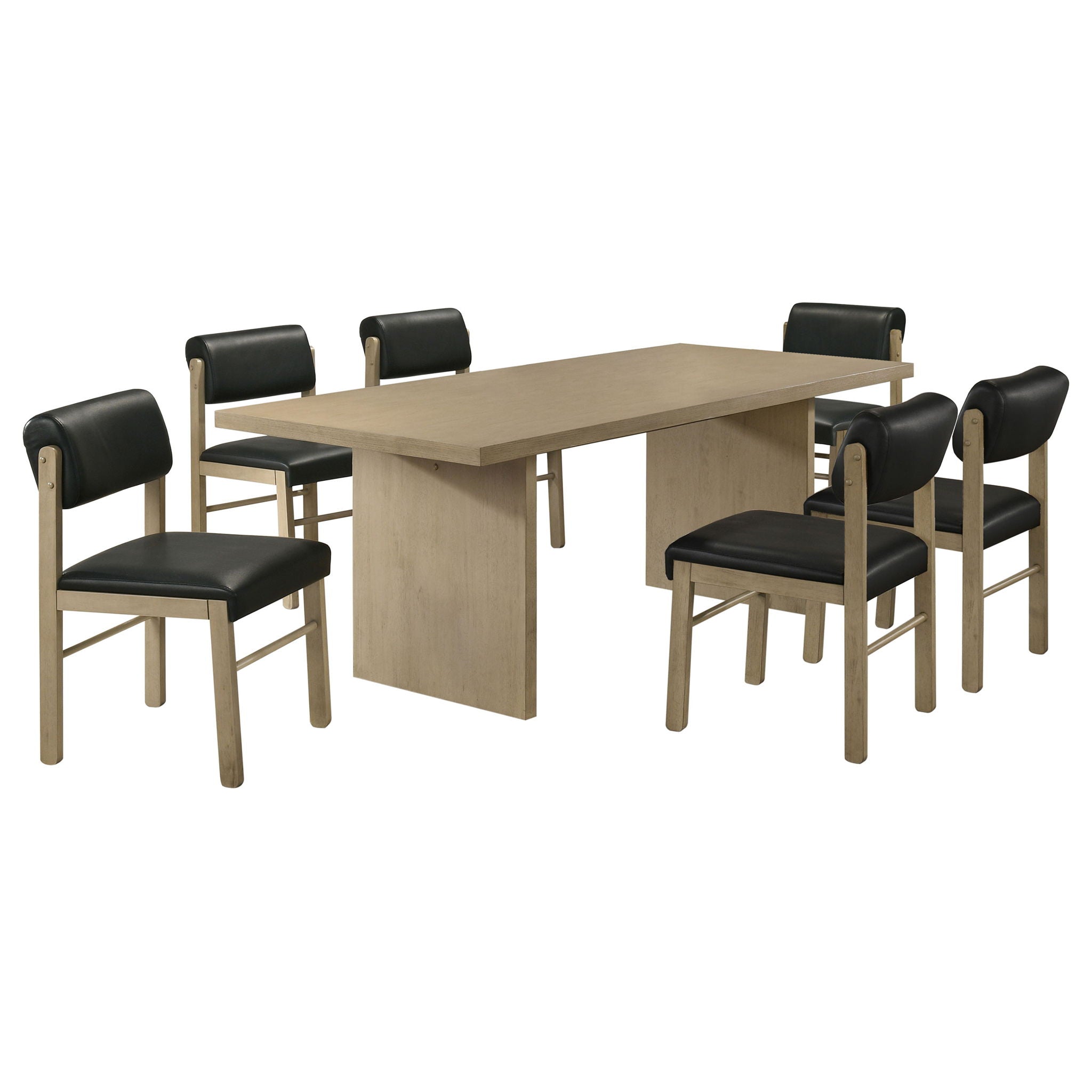 Decker 7-piece 82-inch Rectangular Dining Set Black and Natural Oak by Unique Piece Furniture