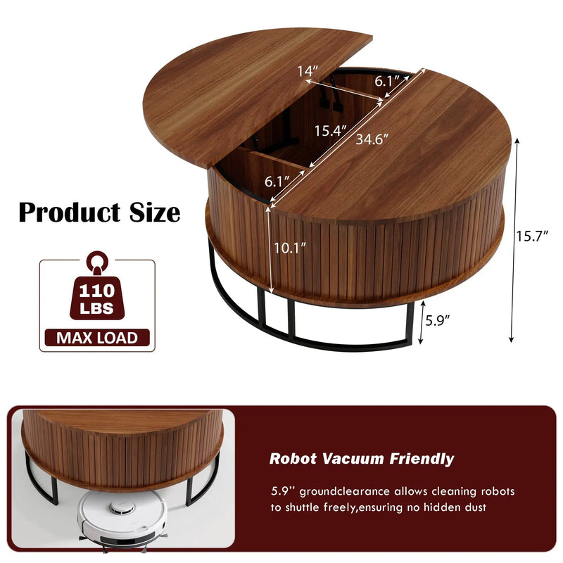 31.5" Round Coffee Table with Storage by HouseOfZazla