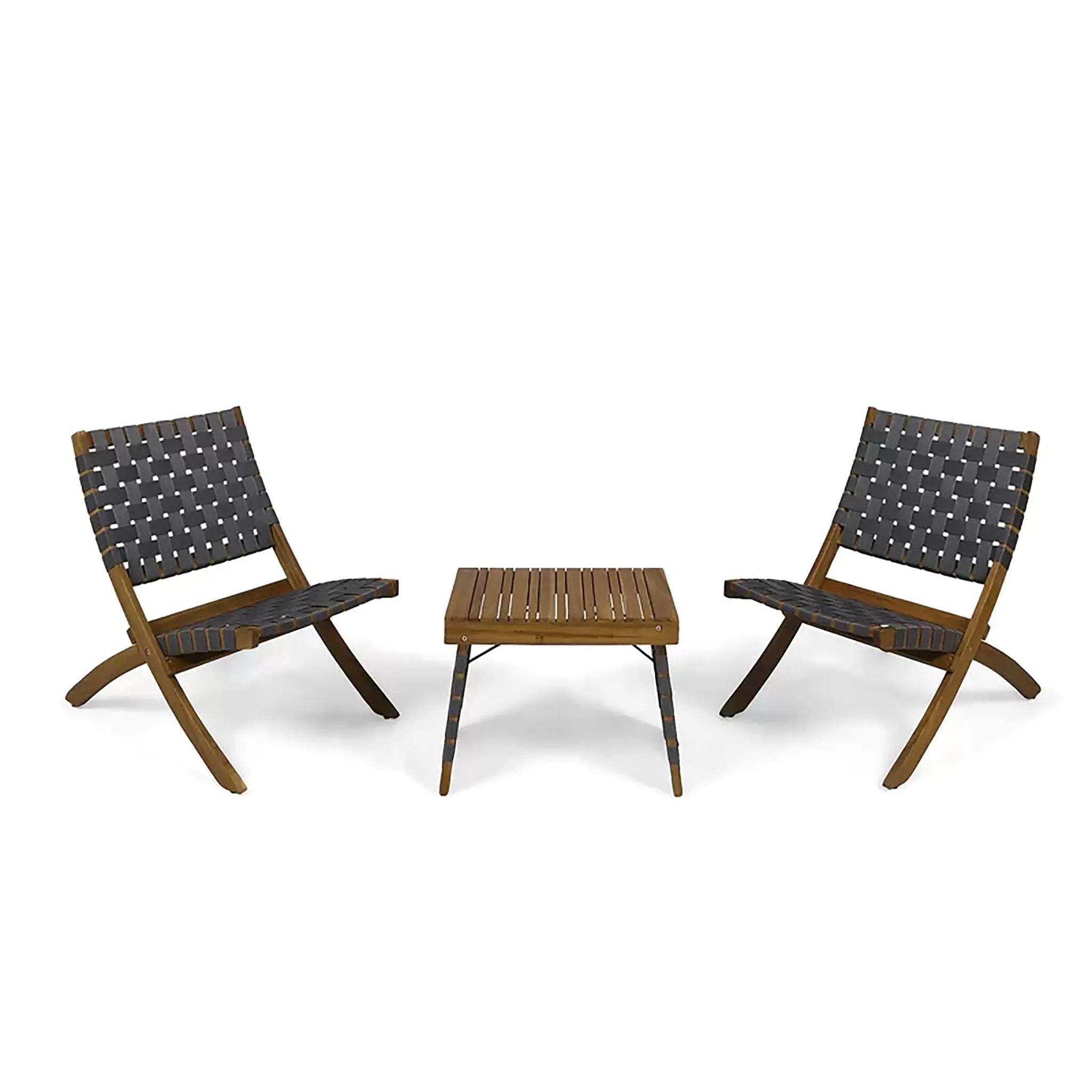 Kayla Outdoor Foldable 2 Seater Chat Set - Brown / Gray by HouseOfZazla