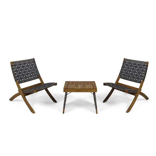 Kayla Outdoor Foldable 2 Seater Chat Set - Brown / Gray