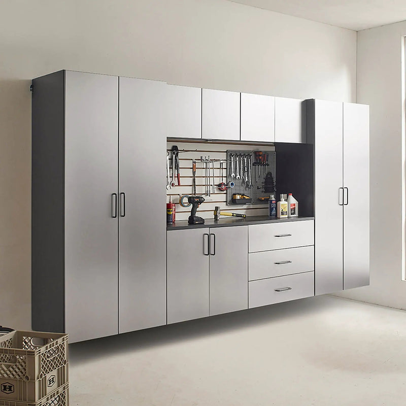 Astro Series - Wall Mounted Storage Cabinet With Soft Closing Drawers - Metallic Gray by HouseOfZazla