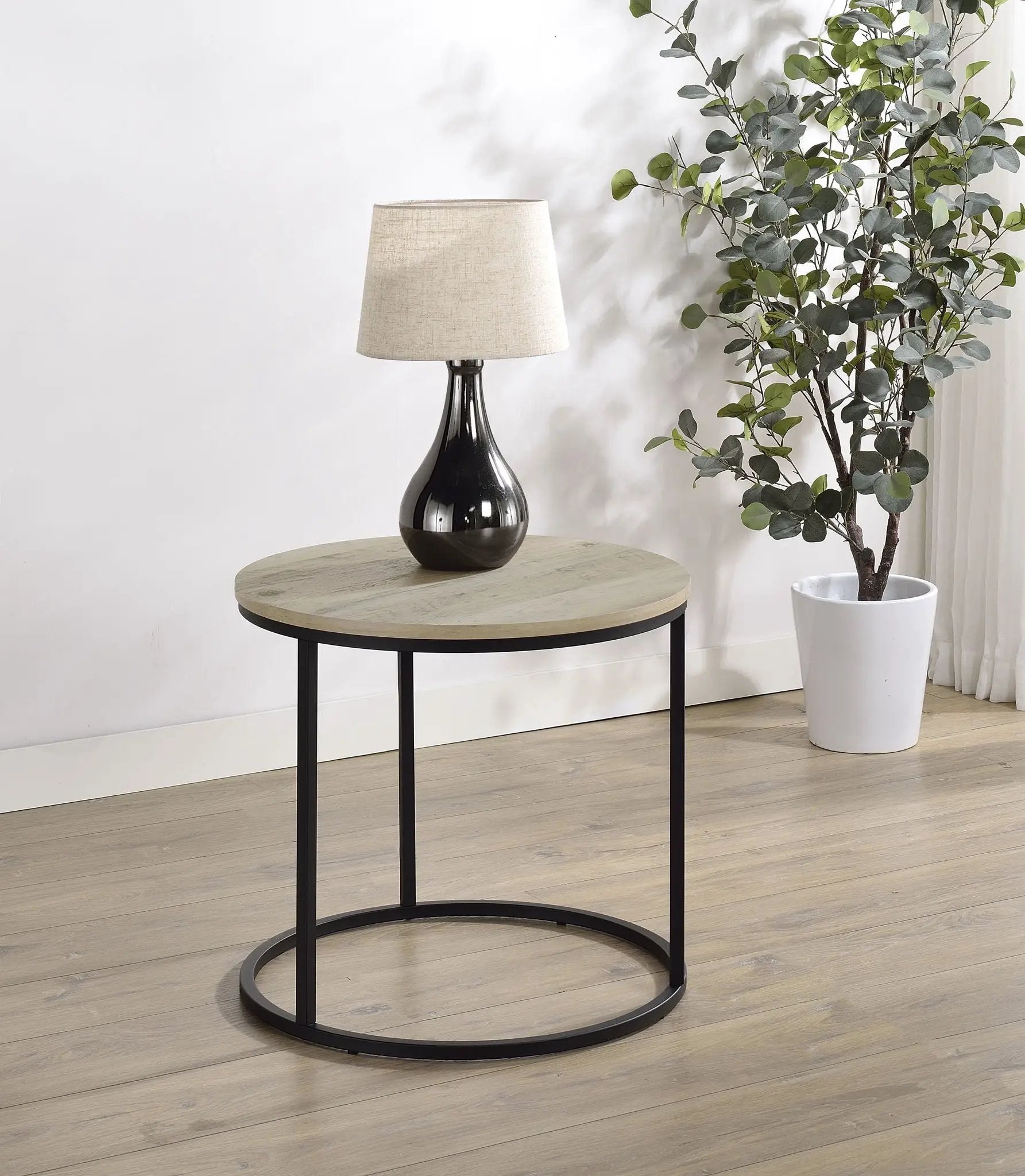 Lainey Round Occasional Side End Table Distressed Pine by Unique Piece Furniture