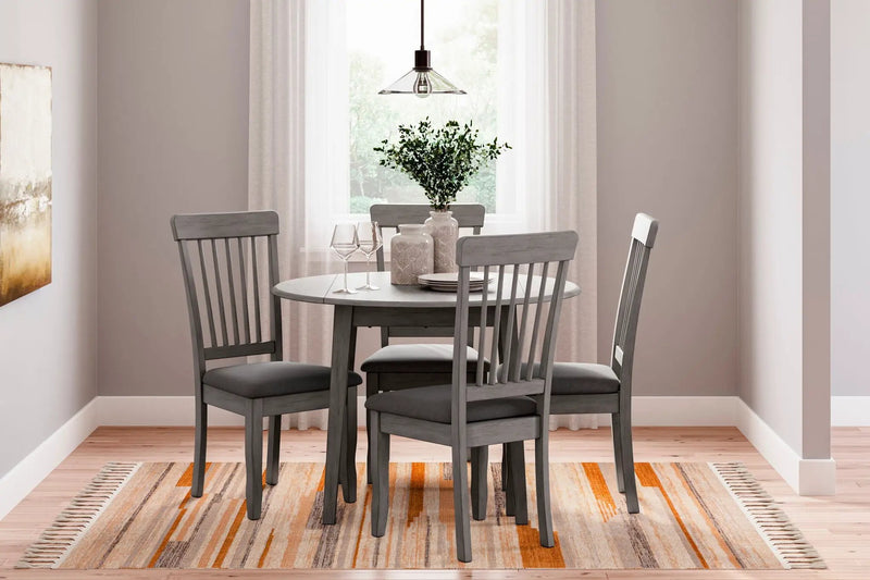 Shullden - 5 Pc. - Drop Leaf Table, 4 Side Chairs - Gray by Unique Piece Furniture
