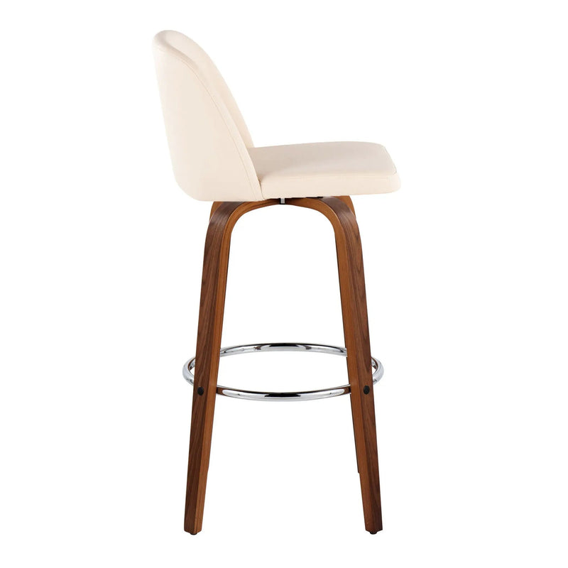 Toriano - Mid Century Modern Fixed Height, Barstool With Swivel With Round Footrest (Set of 2) by Unique Piece Furniture