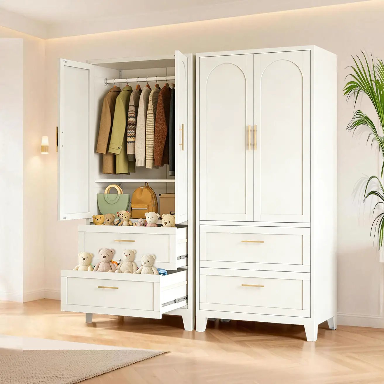 71" Tall Metal Wardrobe Cabinet with 2 Drawers and Hanging Rod by HouseOfZazla