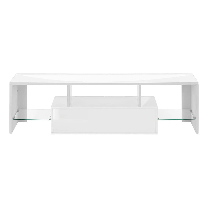TV Stand, Console, Media Entertainment Center, Storage Cabinet, Glossy Contemporary & Modern - White by Unique Piece Furniture