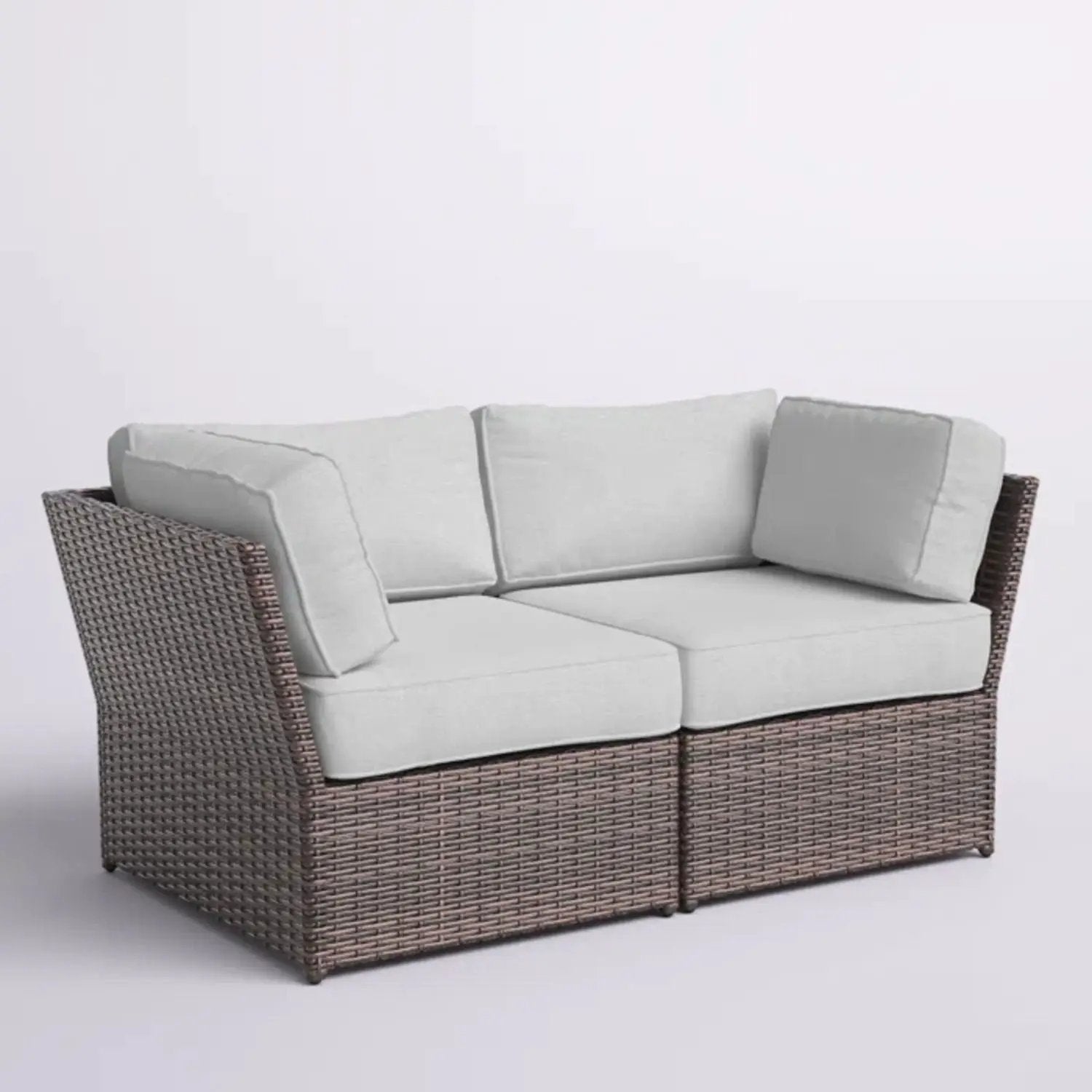 Outdoor Wicker Loveseat With Cushions Patio Seating Wicker - Brown by HouseOfZazla