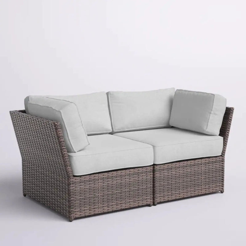 Outdoor Wicker Loveseat With Cushions Patio Seating Wicker - Brown by HouseOfZazla