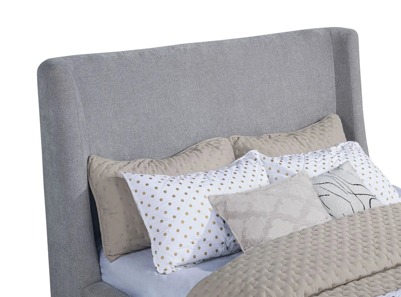 Rennes Upholstered Eastern King Wingback Platform Bed Grey by Unique Piece Furniture