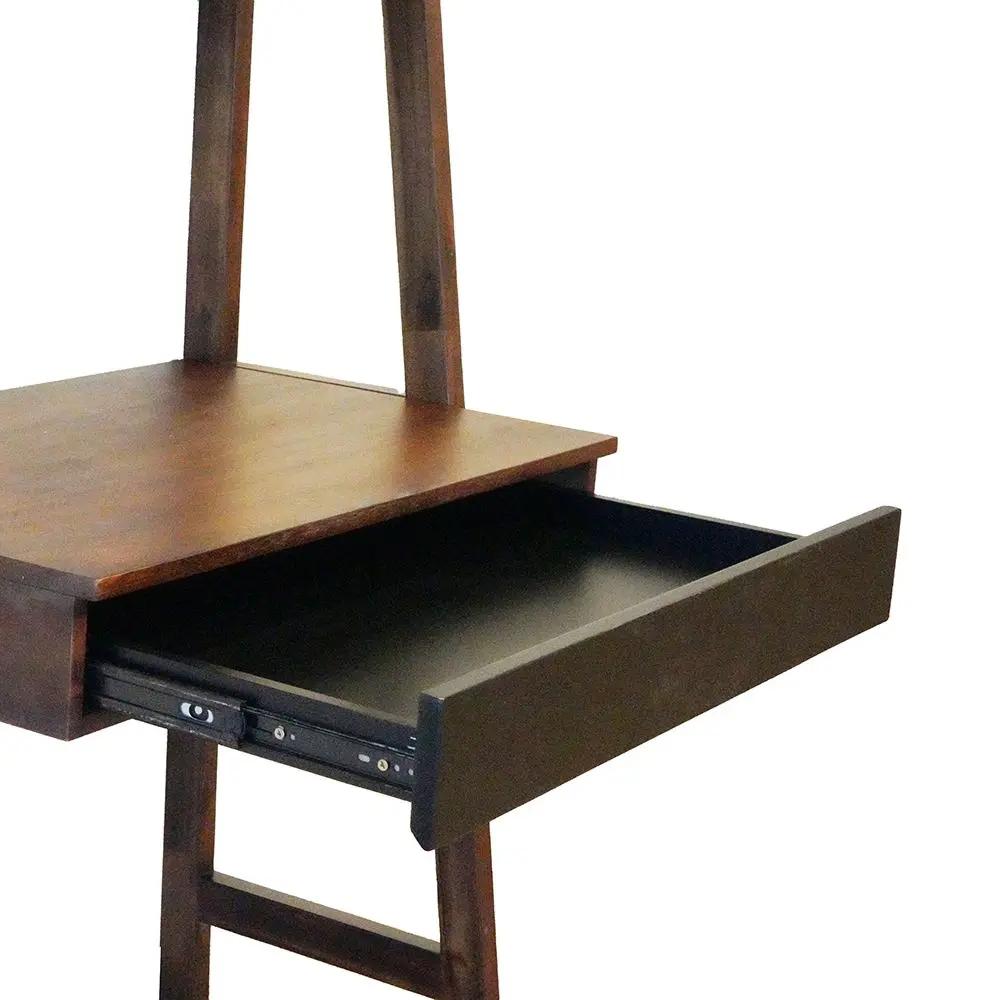 Ladder Desk, Ladder Style Display Shelf - Natural Wood / Brown by Unique Piece Furniture