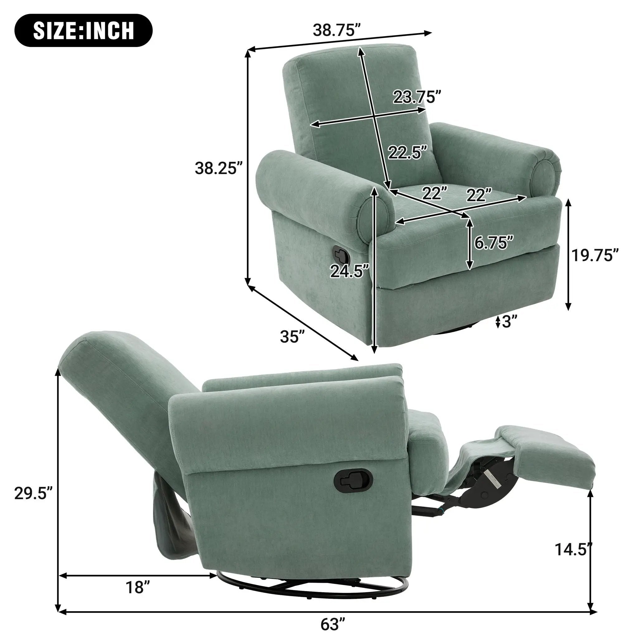 Manual Swivel Recliner Rocker Chair With Adjustable Backrest by HouseOfZazla