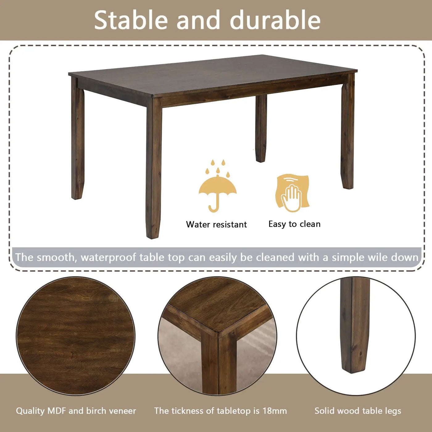 6 Pieces Kitchen Dining Set, Rectangular Wooden Dining Table With 4 Chairs And A Bench by HouseOfZazla