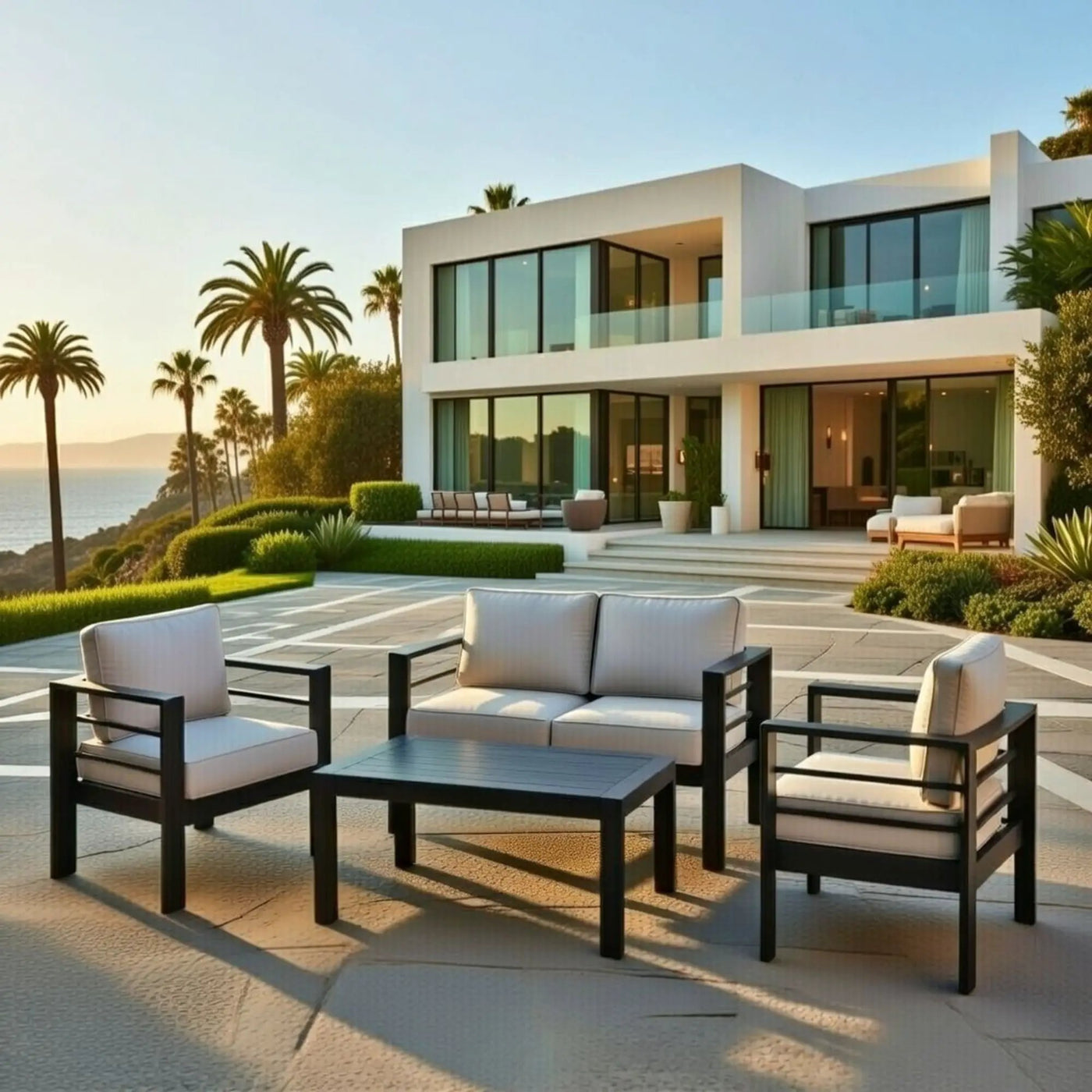 Outdoor Patio Set With All-Weather Thick Cushions by HouseOfZazla