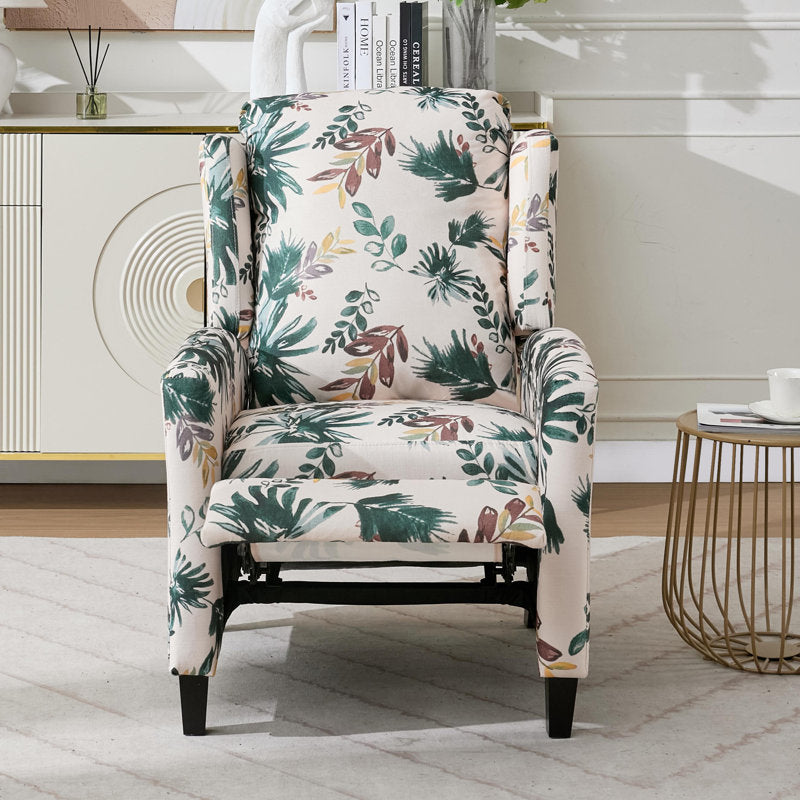 Floral Print Recliner Chair with Padded Arms - Multicolor, photo 2 of 9
