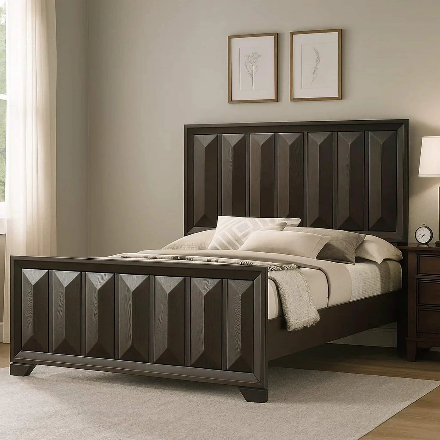 Modern Bed Panel Headboard With Vertical Faceted Design by HouseOfZazla
