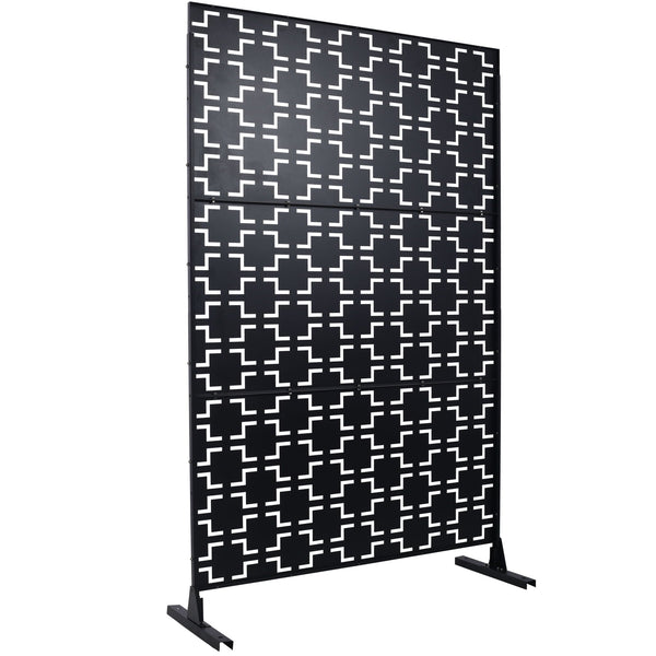 Outdoor / Indoor Privacy Screen Metal Privacy Screen, Freestanding Decorative Privacy Screen For Deck Balcony Patio - Black, photo 2 of 7