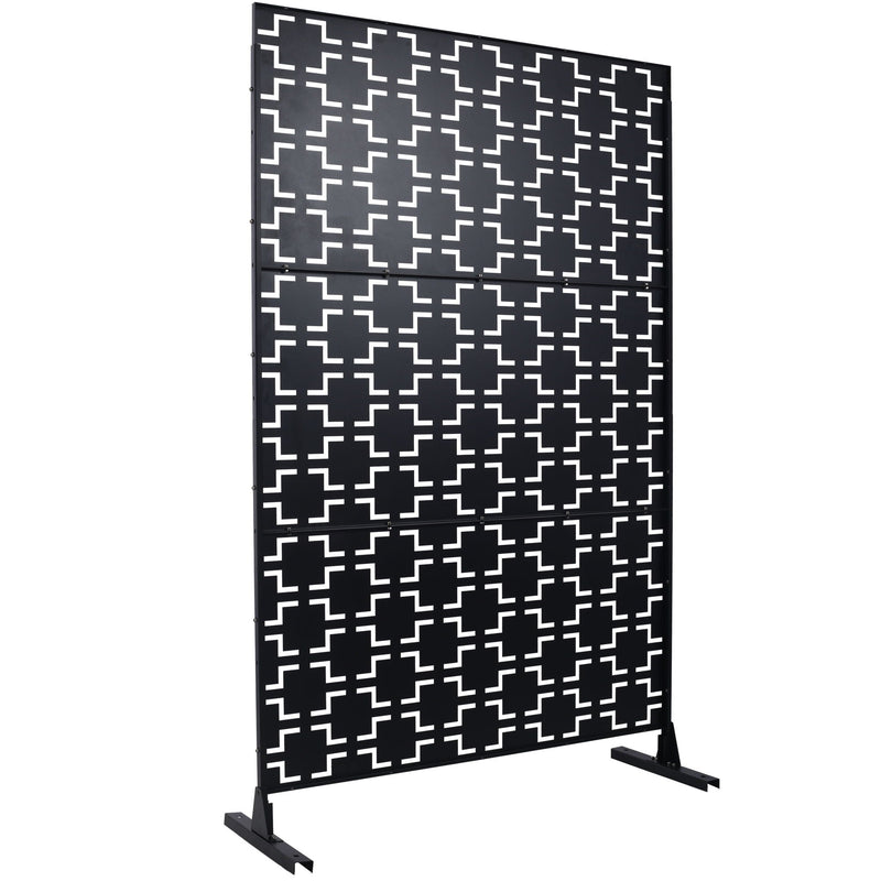 Freestanding Metal Privacy Screen with Durable Construction - Black, photo 3 of 15